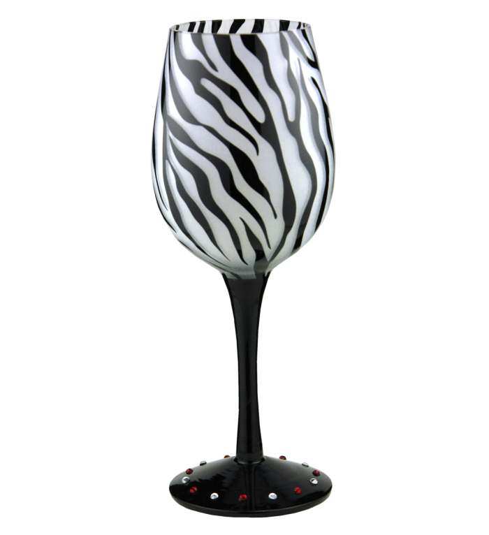Bottom's Up Wine Glass Zebra
